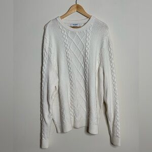 Old Navy Men's Off-White Cable Knit Crewneck Sweater
